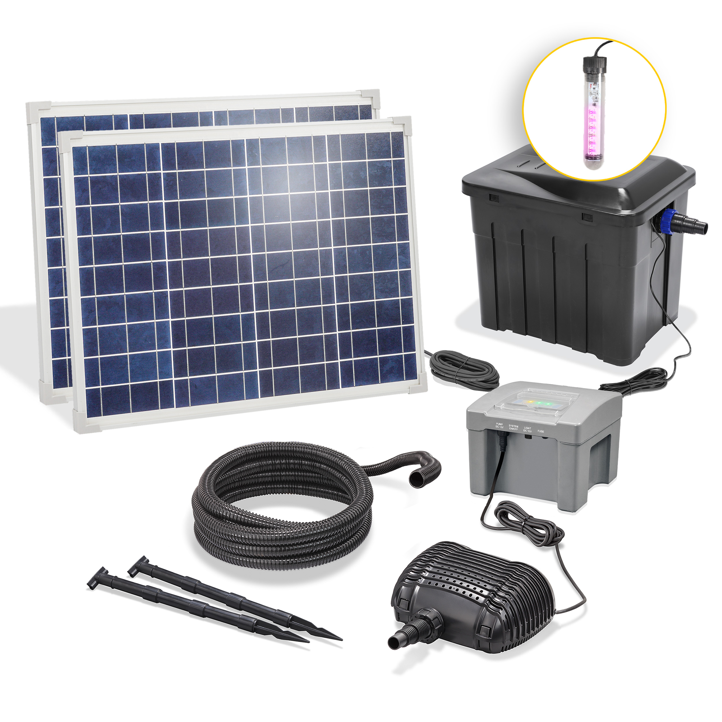 Solar Teichfilter Set 5//470 Solarpumpe Gartenteich Pumpenset Teich esotec 101065