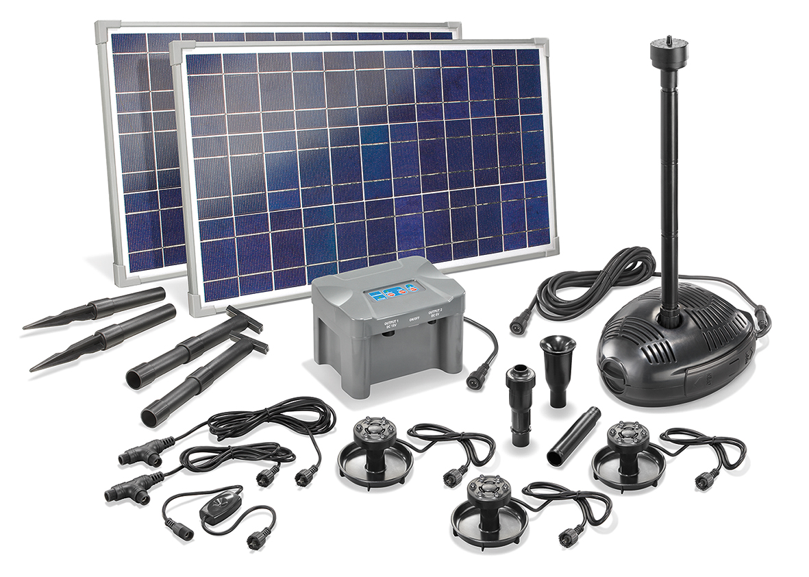 Solar Teichpumpe mit Akku 50W Solarpumpe Gartenteichpumpe Teich esotec