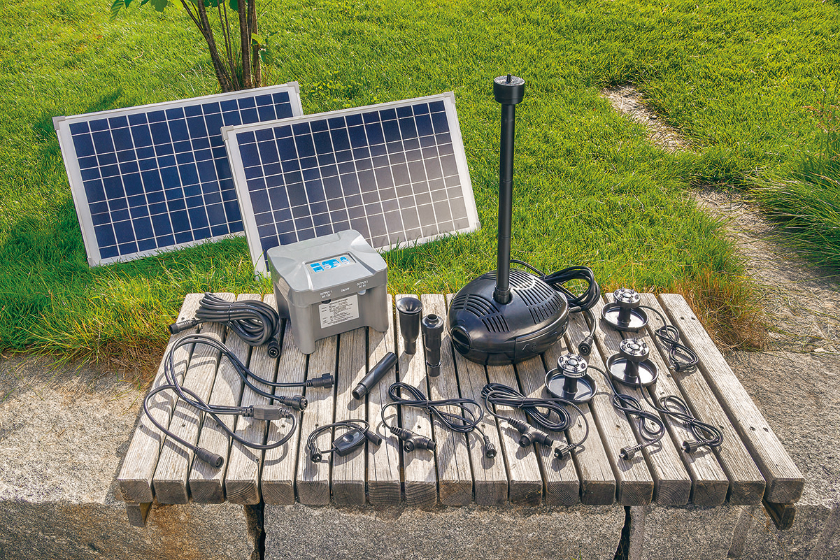 Solar Teichpumpe mit Akku 50W Solarpumpe Gartenteichpumpe Teich esotec