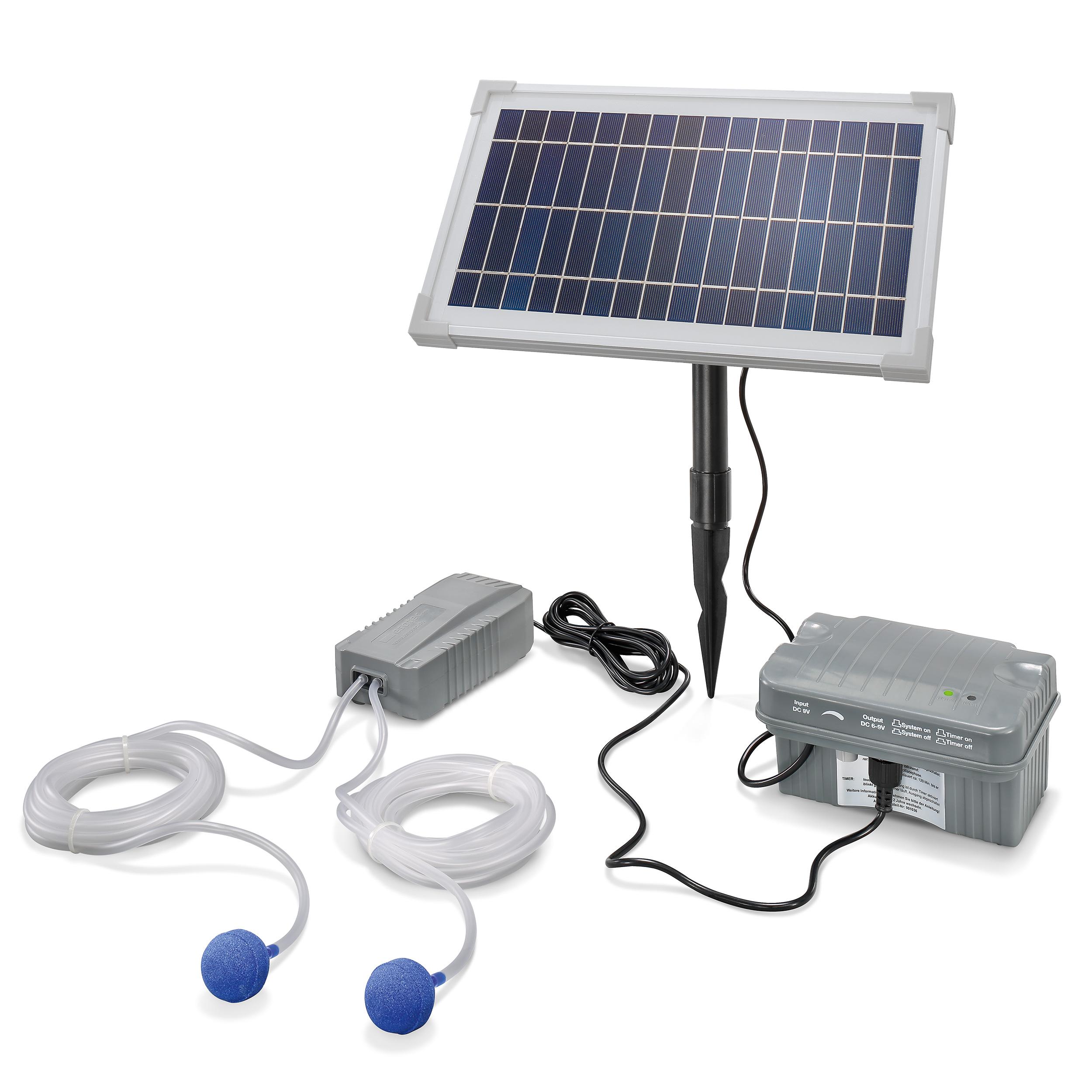 Solar Teichbelüfter 8W 200l/h + Akku Teichbelüftung Sauerstoff esotec