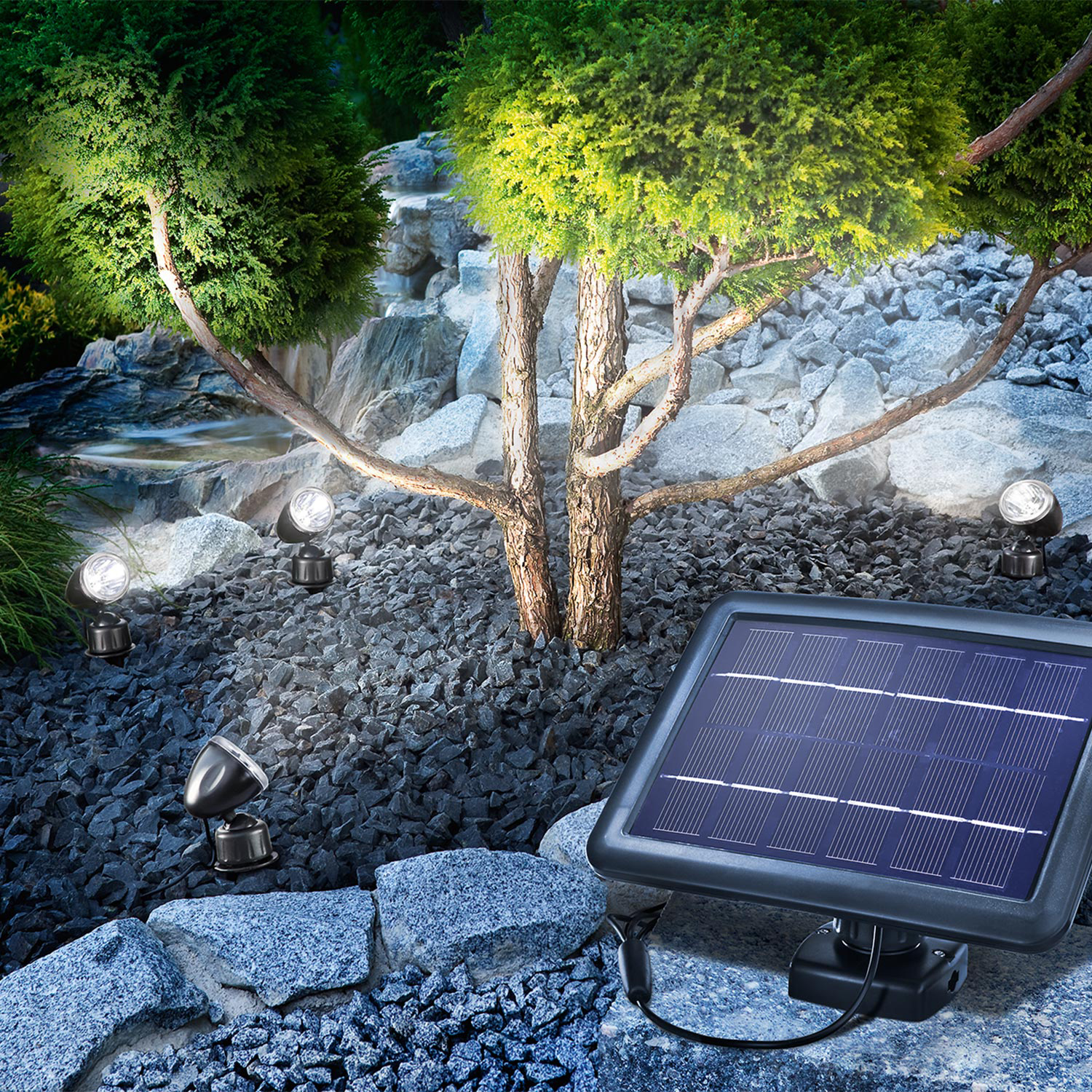 Solarspot Quattro Solar Strahler Solarleuchte LED Gartenleuchte esotec