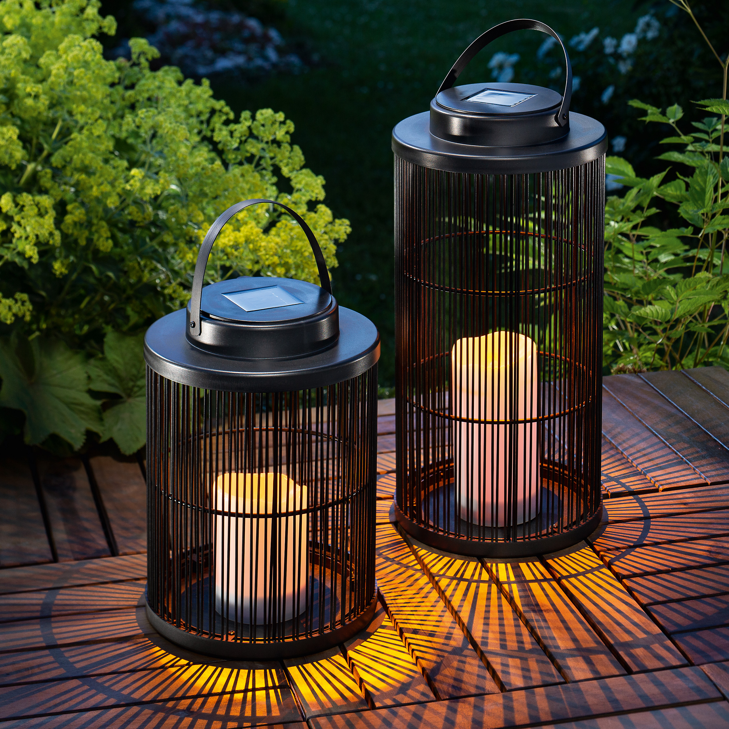 Solar Dekoleuchten 2er Set Gartenlampe Laterne Außen Solarleuchte