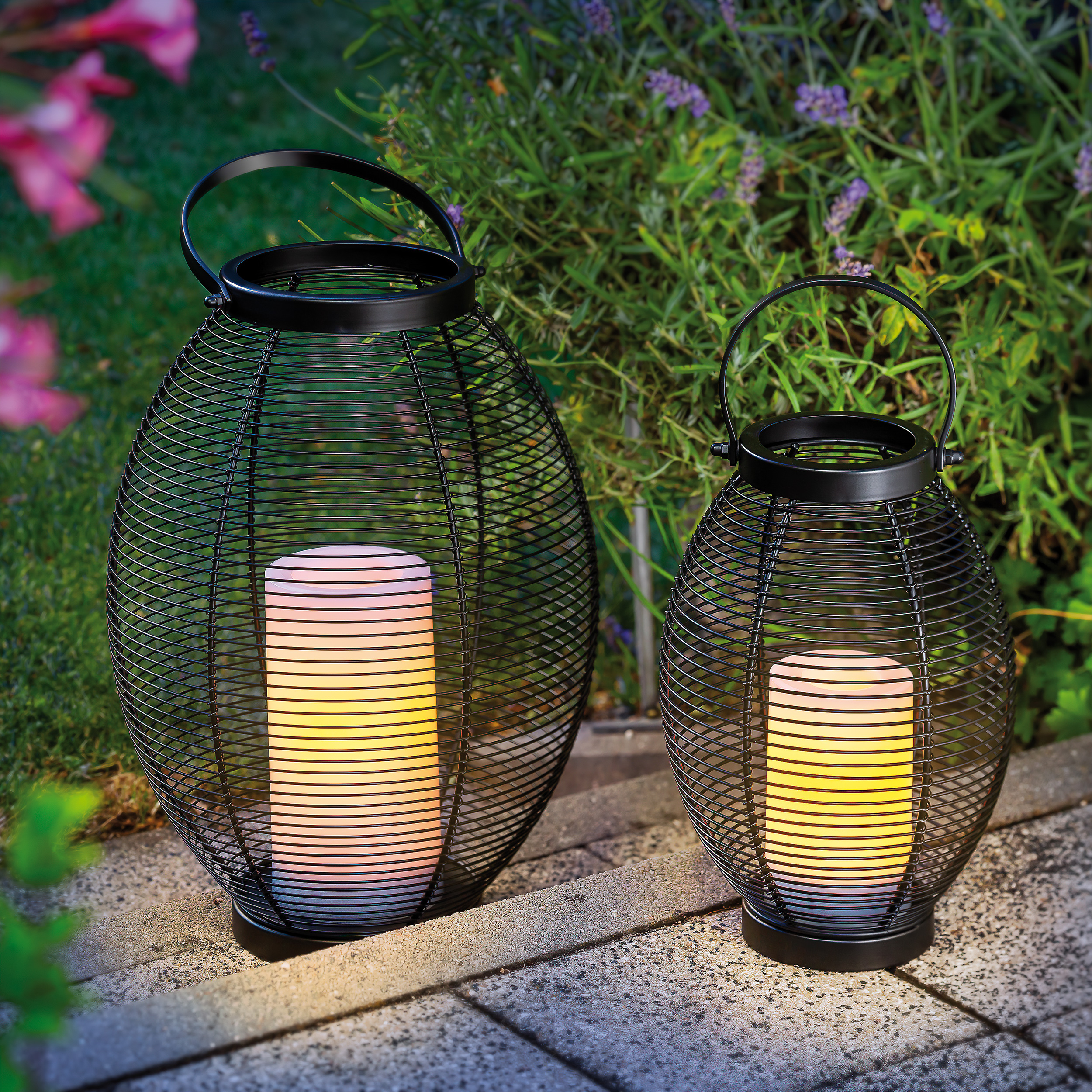 Solar Dekoleuchten 2er Set Gartenlampe Laterne Außen