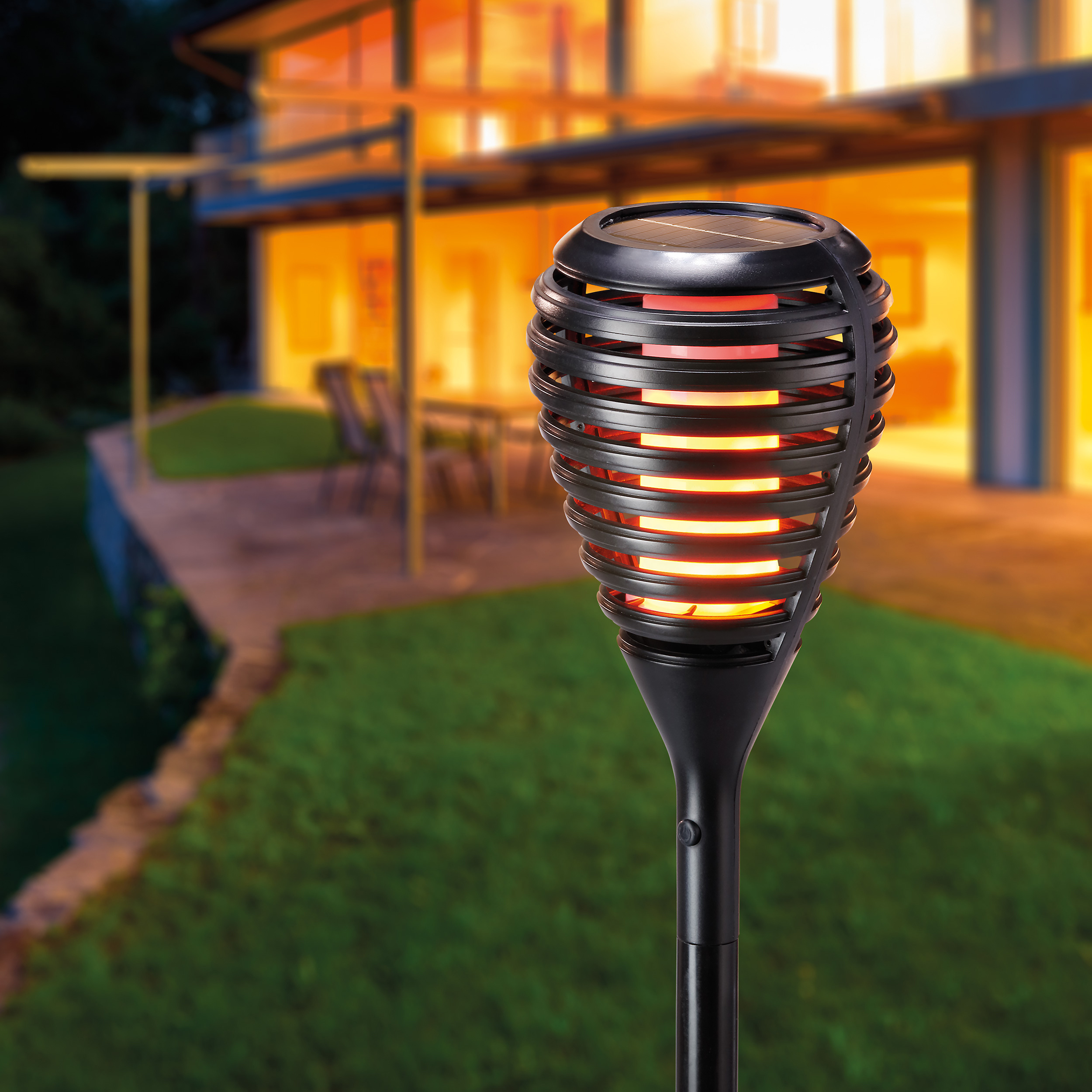 Solar Fackel Mit Led Flammeneffekt Gartenfackel Solarlampe Garten Esotec 102480 Ebay