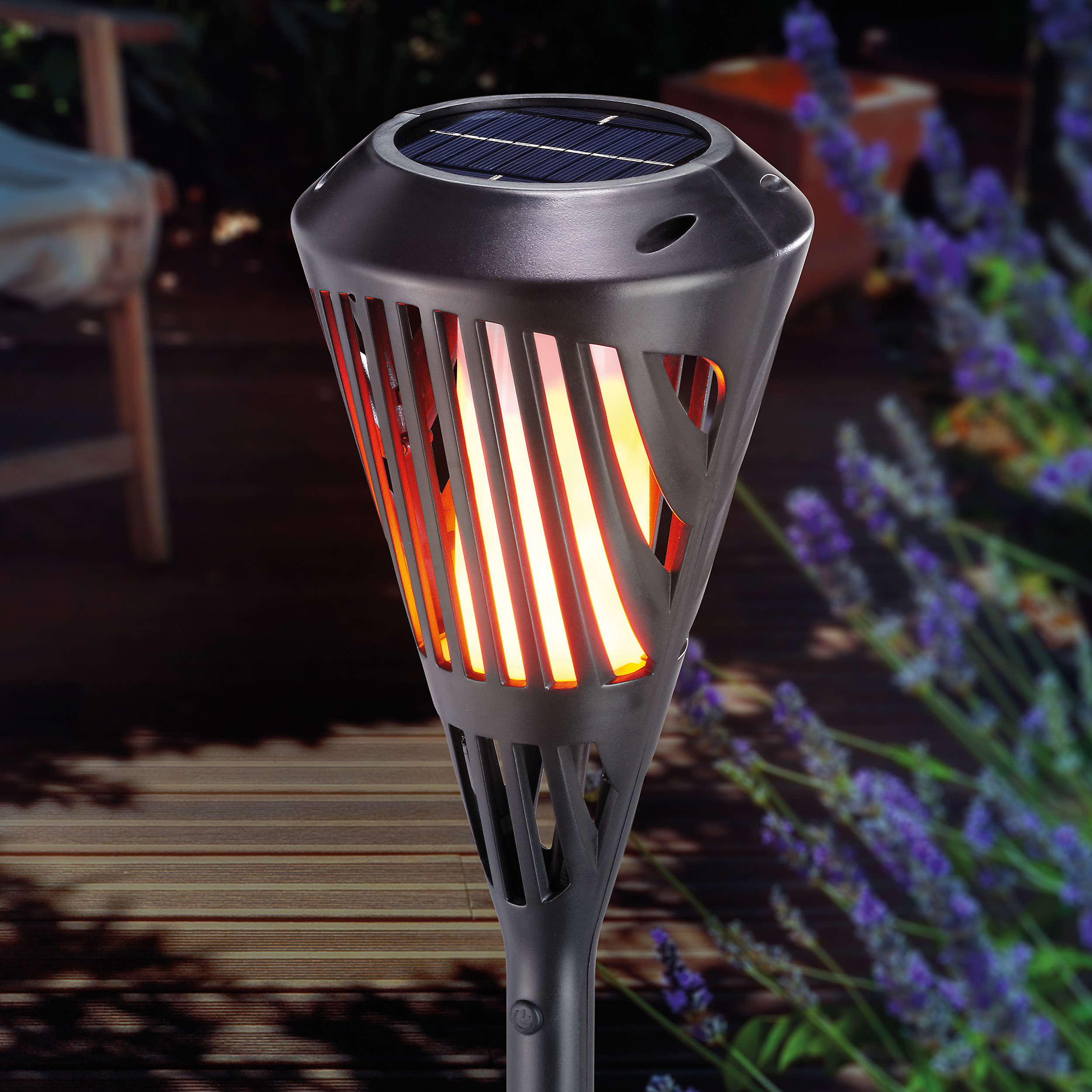 Solar Fackel mit LED Flammeneffekt Gartenfackel Solarlampe