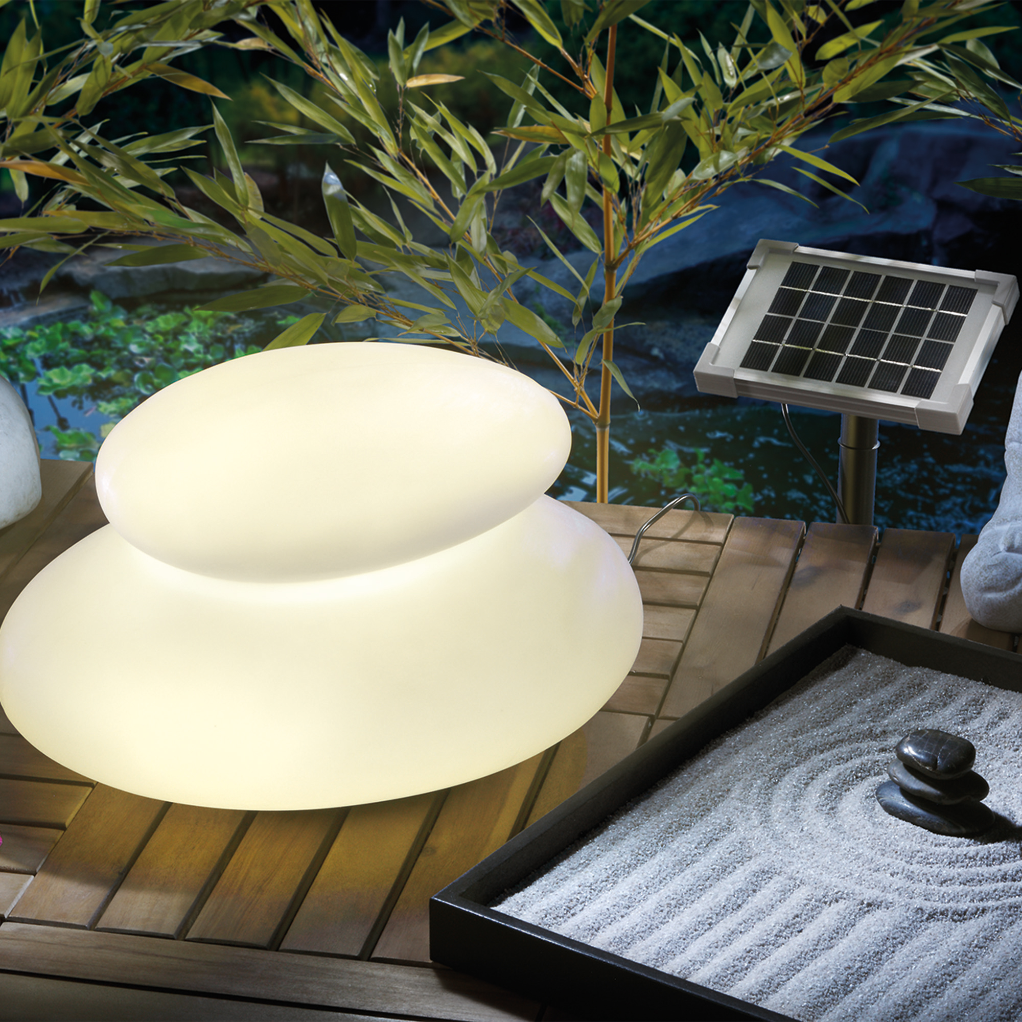 Solar Leuchtstein Gartenbeleuchtung Steinlampe